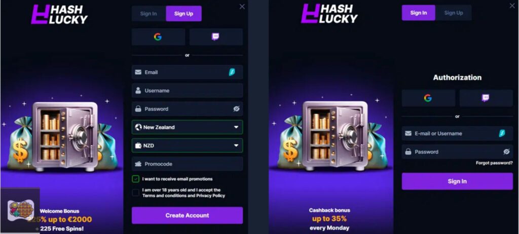 HashLucky Casino login